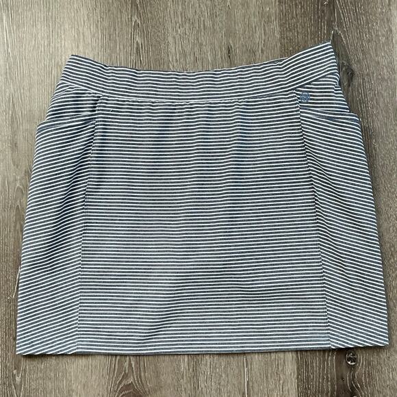T by Talbots Blue White Striped Athletic Skirt Shorts Pockets Cotton Large - Picture 1 of 9